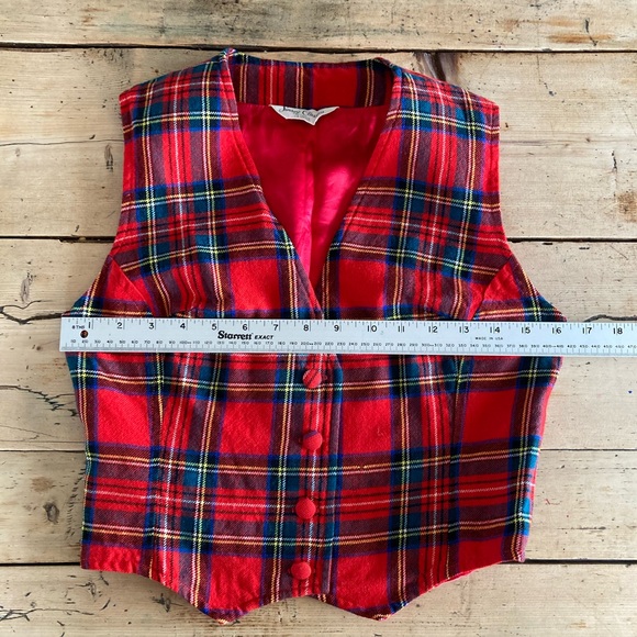 Vintage perfect little tartan wool vest women size XS - Picture 9 of 13